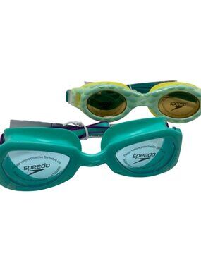 Speedo Kids Swim Goggles With UV Protection & Adjustable Strap Green & Yellow 2